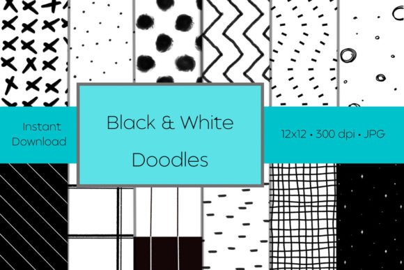 Download Black and White Doodle Digital Paper - White Collection