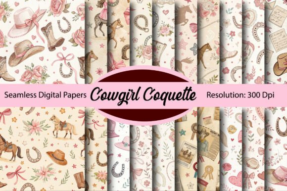 Download Cowgirl Coquette Seamless Digital Paper - Seamless digital paper Collection