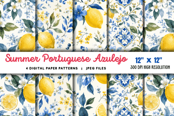 Download Summer Portuguese Azulejo Lemon Pattern - Premium Resources