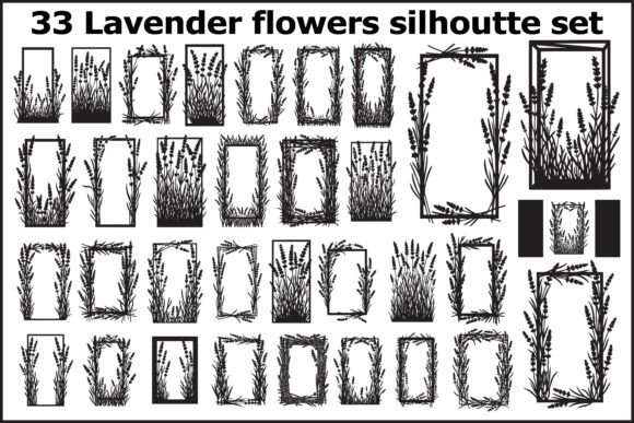 Download 33 Lavender Flowers Silhouette Frame Set - Frame set Collection