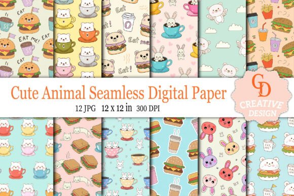 Download Cute Animal Seamless Digital Paper Set - Seamless digital paper Collection