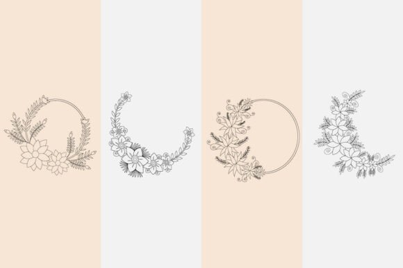 Download Floral Wreath Line Art Flower Frame Set - Frame set Collection