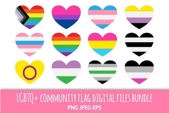 Download LGBTQ+ Flag Heart Clip Art Set - Clip art Collection