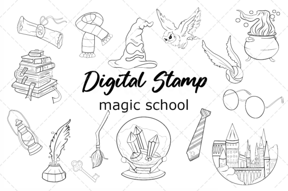 Download Magic School Digital Stamp Clip Art - Clip art Collection