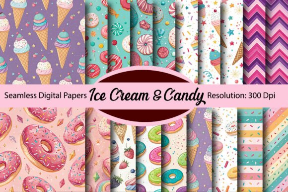 Download Ice Cream &amp; Candy Seamless Digital Paper - Premium Resources