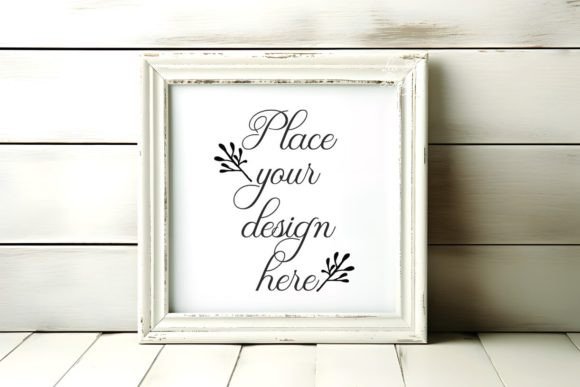 Download White Wooden Rustic Square Frame Mockup - White Collection