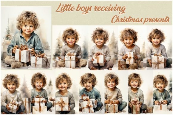 Download Little Boys Receiving Christmas Presents - Premium Bundle