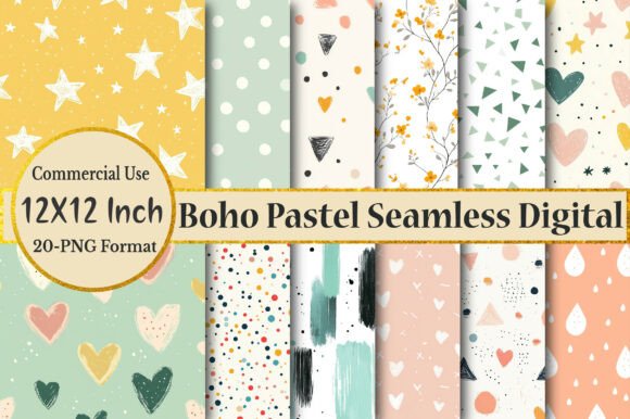 Download Boho Pastel Seamless Digital Paper - Seamless digital paper Collection