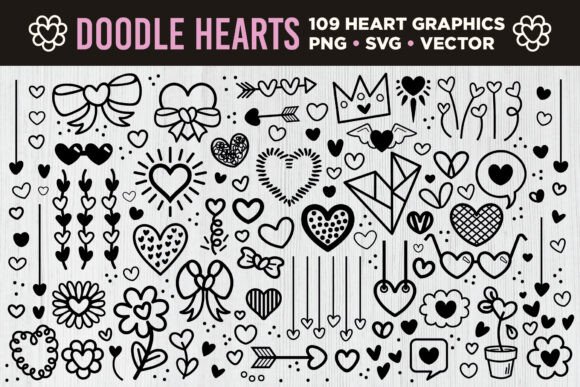 Download Cartoon Doodle Heart Clip Art Set - Clip art Collection