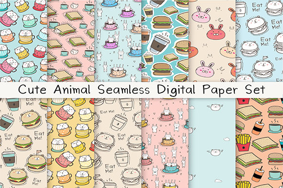 Download Cute Animal Seamless Digital Paper Set - Seamless digital paper Collection