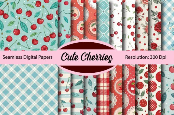Download CUTE CHERRIES Seamless Digital Paper - Seamless digital paper Collection