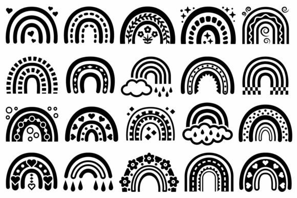 Download Black and White Boho Rainbows - White Collection