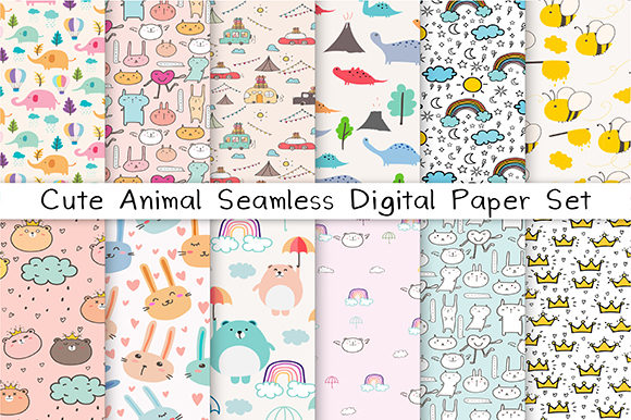 Download Cute Animal Seamless Digital Paper Set - Seamless digital paper Collection