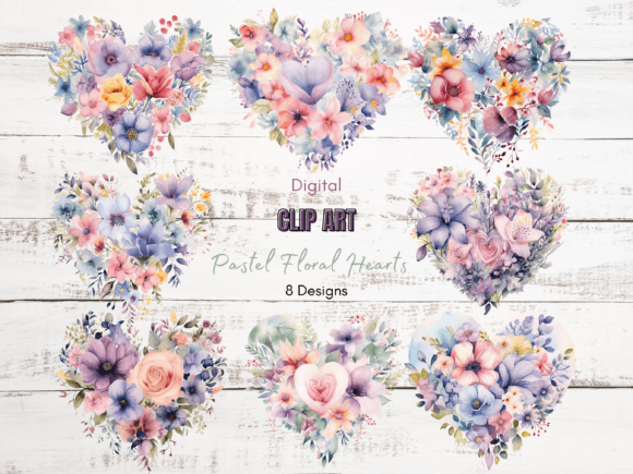 Download Pastel Floral Heart Clip Art - Clip art Collection