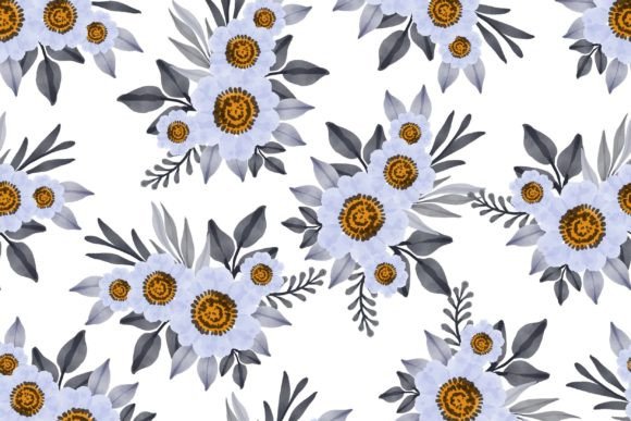Download White Floral Seamless Pattern for Fabric - White Collection