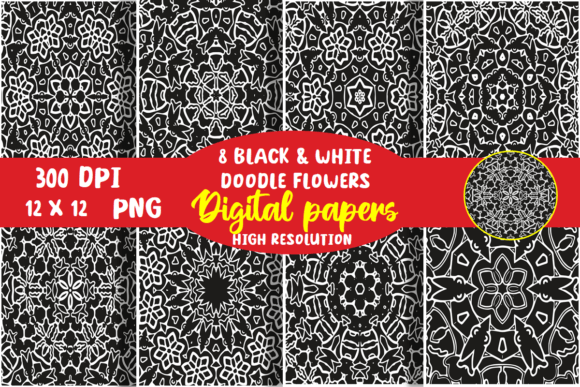 Download Black and White Doodle Digital Paper - White Collection