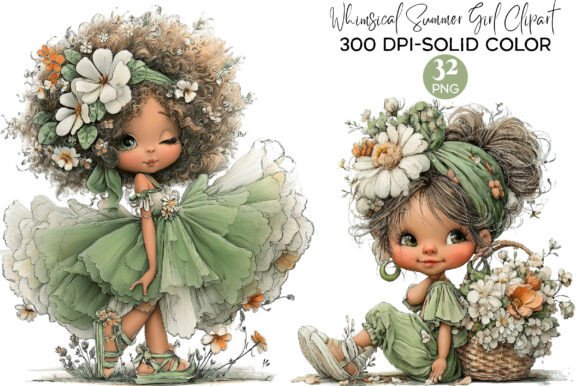 Download Whimsical Summer Girl Clipart PNG - Premium Resources