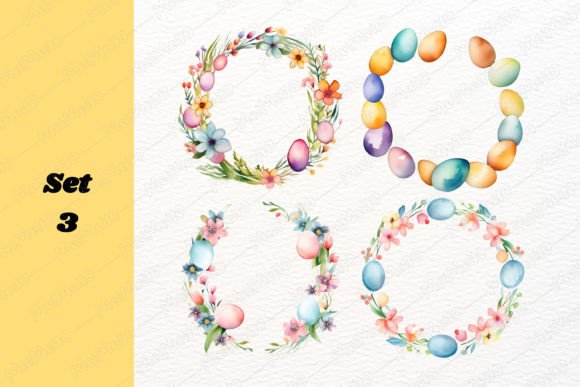 Download Watercolor Easter Egg Flower Frame Set - Frame set Collection