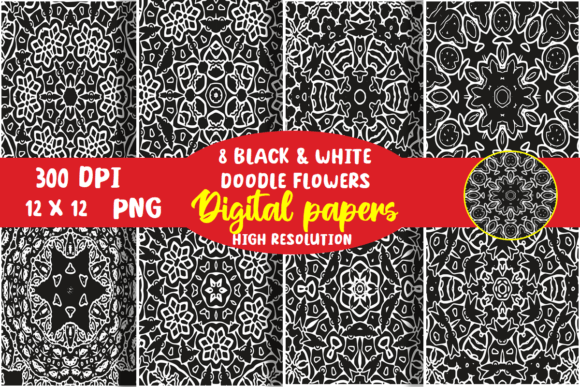 Download Black and White Doodle Digital Paper - White Collection