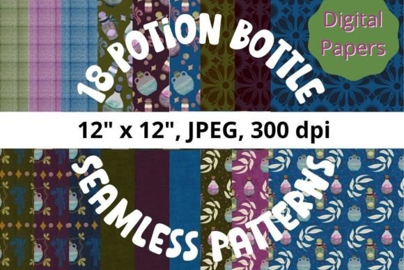 Download 18 Potion Bottle Seamless Digital Papers - Seamless digital paper Collection